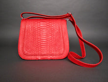 Load image into Gallery viewer, Red Python Leather Large Crossbody Saddle Bag
