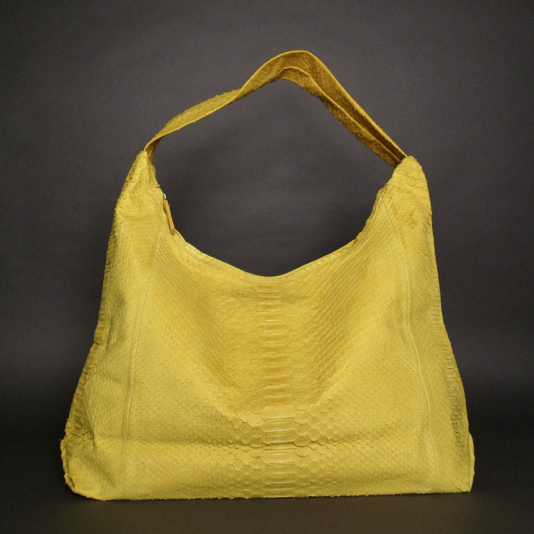 Yellow Stonewash Leather Jumbo XL Shoulder Bag