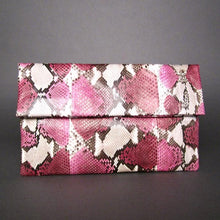 Load image into Gallery viewer, Plum Motif Python Leather Clutch Bag

