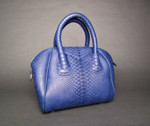Load image into Gallery viewer, Blue Leather Satchel Handbag
