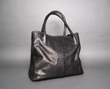 Load image into Gallery viewer, Black Python Leather Tassel Tote Shoulder bag
