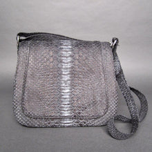 Load image into Gallery viewer, Grey Stonewash Python Leather Large Cross body Messenger bag
