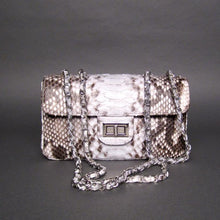 Load image into Gallery viewer, White Natural Python Leather Large Shoulder Flap Bag

