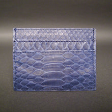 Load image into Gallery viewer, Navy blue Snakeskin Leather slot card holder

