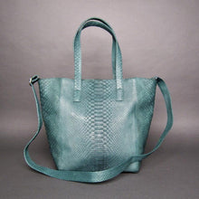 Load image into Gallery viewer, Green Python Leather Tote Shopper bag
