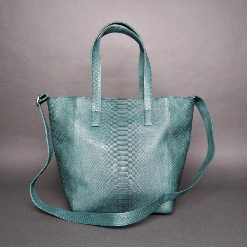 Green Python Leather Tote Shopper bag