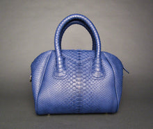 Cargar imagen en el visor de la galería, Blue python Leather Satchel Handbag
