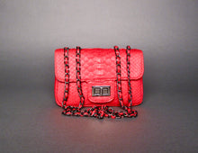 Load image into Gallery viewer, Red Leather Shoulder Bag - Flap Bag SMALL
