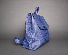 Load image into Gallery viewer, Blue Genuine Snakeskin Leather Backpack
