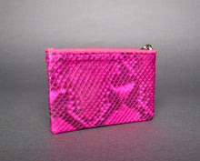 Load image into Gallery viewer, Fuchsia Snakeskin Leather Zip Pouch

