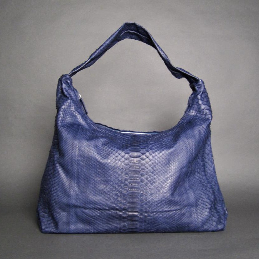 Blue Leather Jumbo XL Shoulder Bag