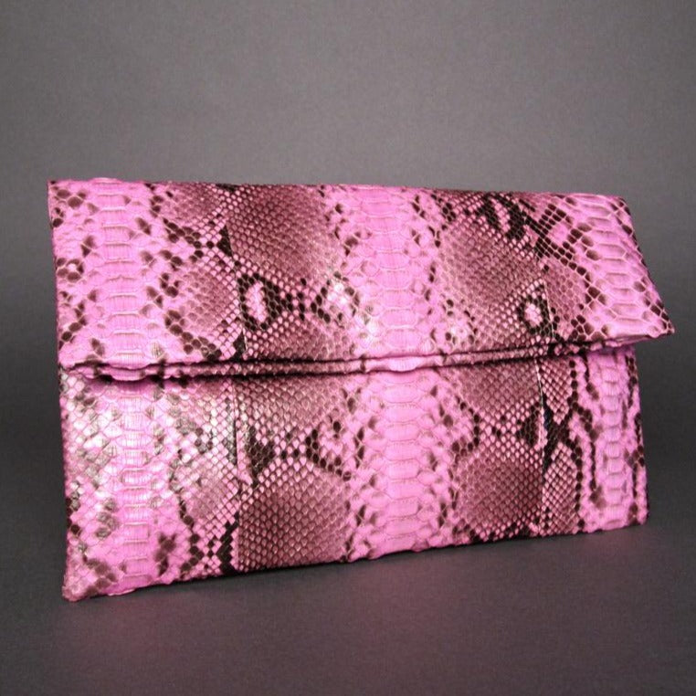 Bee In Style Light Pink Motif Python Leather Clutch Bag