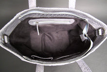 Cargar imagen en el visor de la galería, Interior Shopper Stonewashed Leather Grey Zipper Tote Bag
