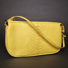 Cargar imagen en el visor de la galería, Yellow Python Leather Pochette Shoulder Bag
