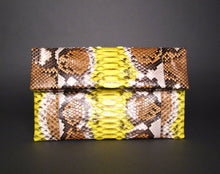 Load image into Gallery viewer, Yellow Brown Multicolor Leather Clutch Bag
