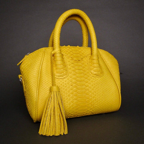  Yellow Python Leather Satchel Handbag