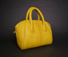 Load image into Gallery viewer,  Yellow Python Leather Satchel Handbag

