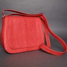 Cargar imagen en el visor de la galería, Red Python Leather Large Cross body Messenger bag
