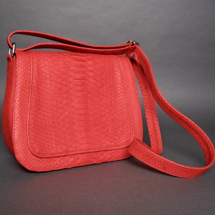 Red Python Leather Large Cross body Messenger bag