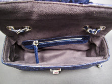 Cargar imagen en el visor de la galería, Interior Navy Blue Leather Shoulder Bag - Flap Bag LARGE
