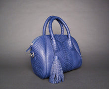 Cargar imagen en el visor de la galería, Blue Python Leather Satchel Handbag
