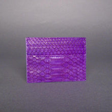 Cargar imagen en el visor de la galería, Dark Purple Python Leather Slot Card Holder
