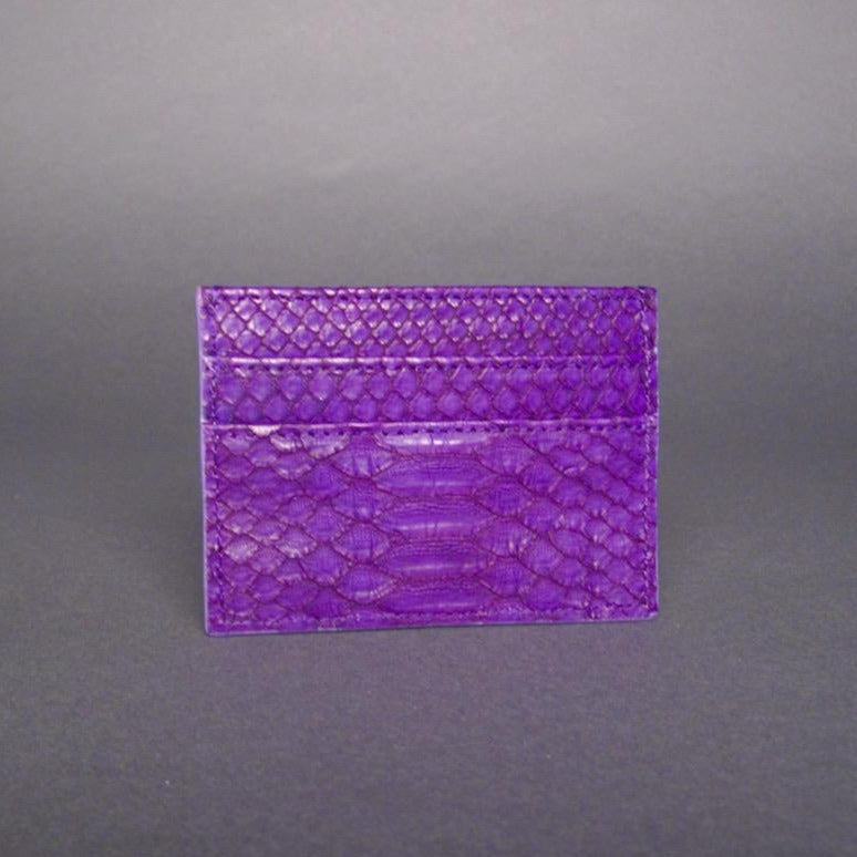Dark Purple Python Leather Slot Card Holder