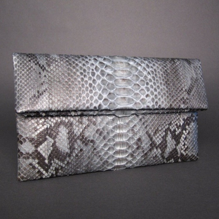  Grey Motif Python Leather Clutch Bag