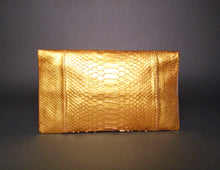 Load image into Gallery viewer, Metallic Gold Leather Clutch Bag
