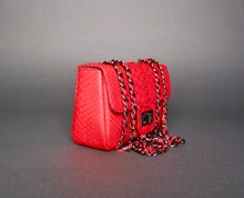 Load image into Gallery viewer, Side Red Leather Shoulder Bag - Flap Bag SMALL
