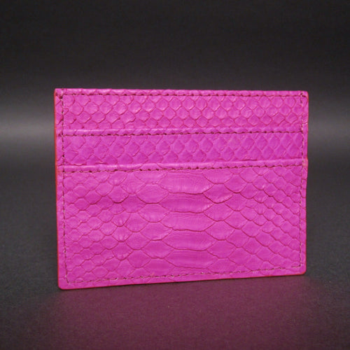 Fuchsia Python Leather Slot Card Holder