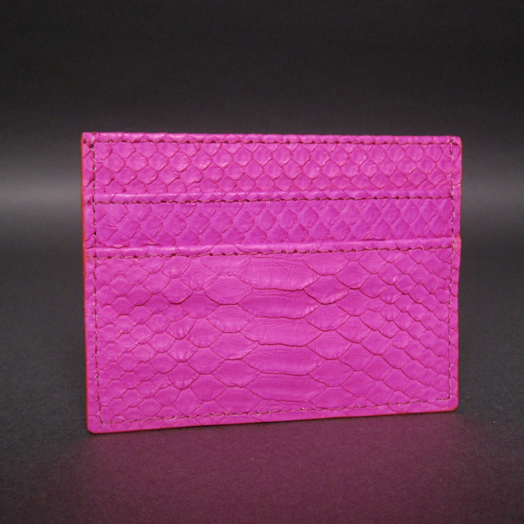 Fuchsia Python Leather Slot Card Holder