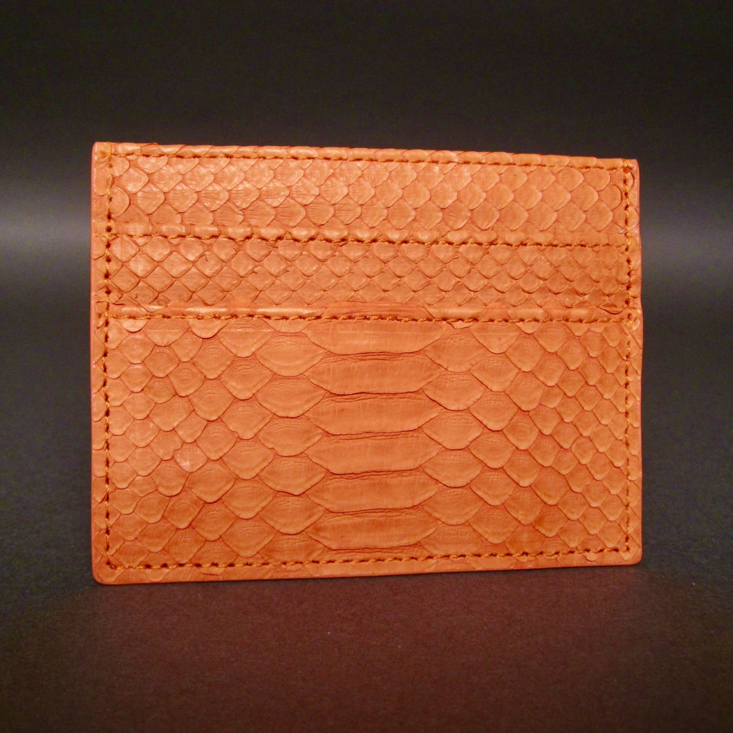 Orange Python Leather Slot Card Holder
