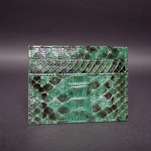 Green Motif Python Leather Slot Card Holder