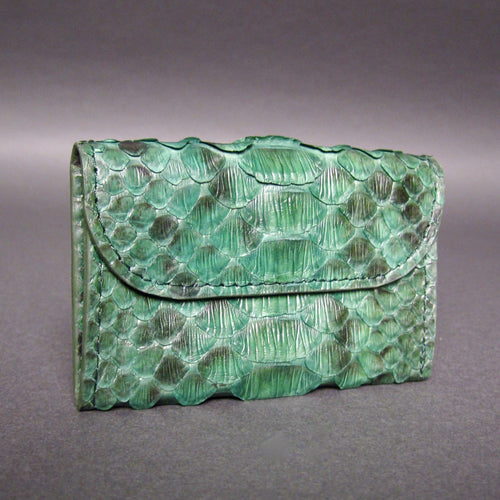 Green Motif Python Leather Card Holder