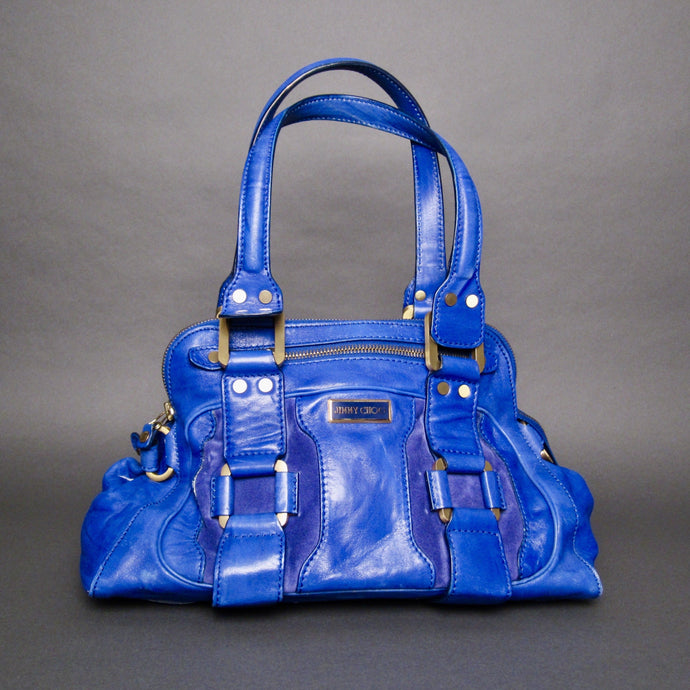 Jimmy Choo Blue Cobalt Leather Malena Satchel Bag