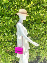 Cargar imagen en el visor de la galería, Pink Fuchsia Snakeskin Leather Shoulder Flap Bag - SMALL

