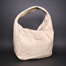 Load image into Gallery viewer, Bee In Style Off White Tan Python Leather Large Hobo Bag
