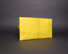 Load image into Gallery viewer, Yellow Snakeskin Leather Clutch Bag
