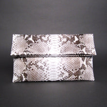 Load image into Gallery viewer, Natural White Snakeskin Leather Clutch Bag
