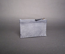 Load image into Gallery viewer, Solid Grey Snakeskin Leather Zip Pouch
