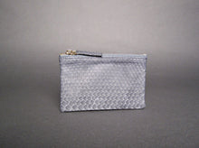 Load image into Gallery viewer, Solid Grey Snakeskin Leather Zip Pouch
