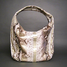 Cargar imagen en el visor de la galería, Metallic Gold Snakeskin Python Leather Large Hobo Bag
