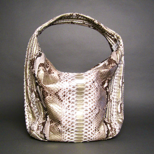 Metallic Gold Snakeskin Python Leather Large Hobo Bag