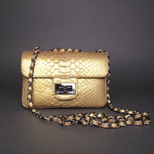 Load image into Gallery viewer, Gold Leather Small Shoulder Bag - Flap Bag SMALL
