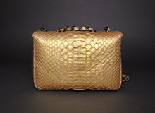 Load image into Gallery viewer, back Gold Leather Small Shoulder Bag - Flap Bag SMALL
