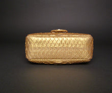 Load image into Gallery viewer, Gold Python Leather Shoulder Flap Bag - SMALL
