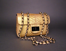 Load image into Gallery viewer, Gold Leather Small Shoulder Bag - Flap Bag SMALL
