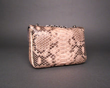 Load image into Gallery viewer, Beige Python Leather Shoulder Flap Bag -SMALL
