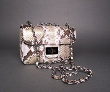 Load image into Gallery viewer, Metallic Gold Snakeskin Motif Python Leather Shoulder Flap Bag - SMALL
